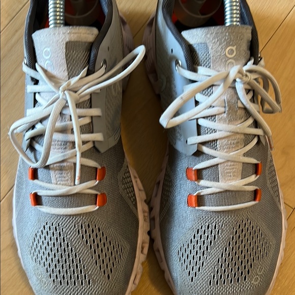 On Running Gray and Orange Athletic Shoes with Cushioned Midsole - Picture 5 of 14